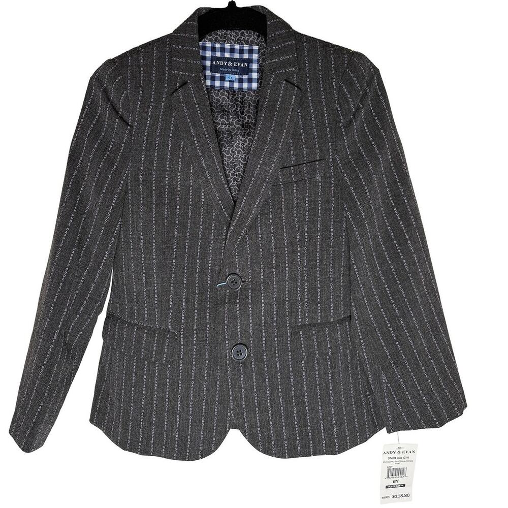 Andy & Evan Boys Comfy-Flex Single Breasted‎ Gray Suit Jacket Dapper Dude NWT